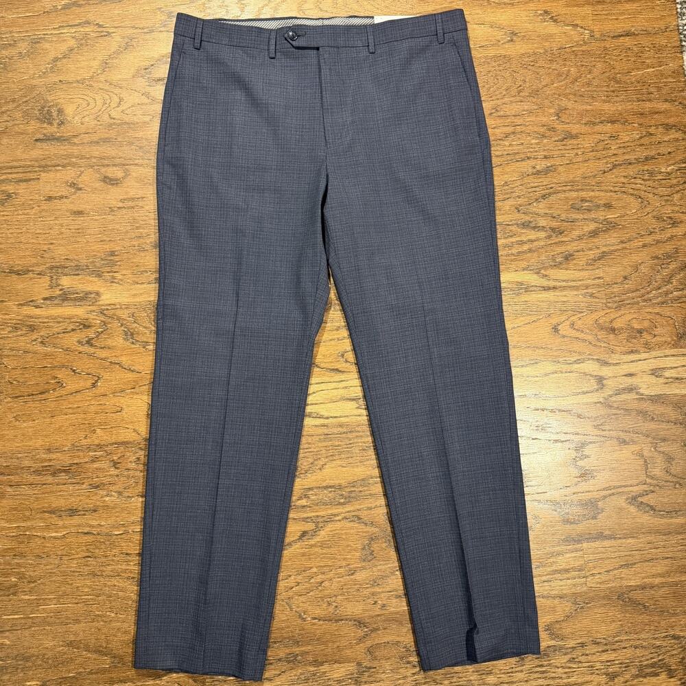 NWT Michael Kors Mens Marvin Classic Fit Flat Front Pants Blue/Grey 38x32